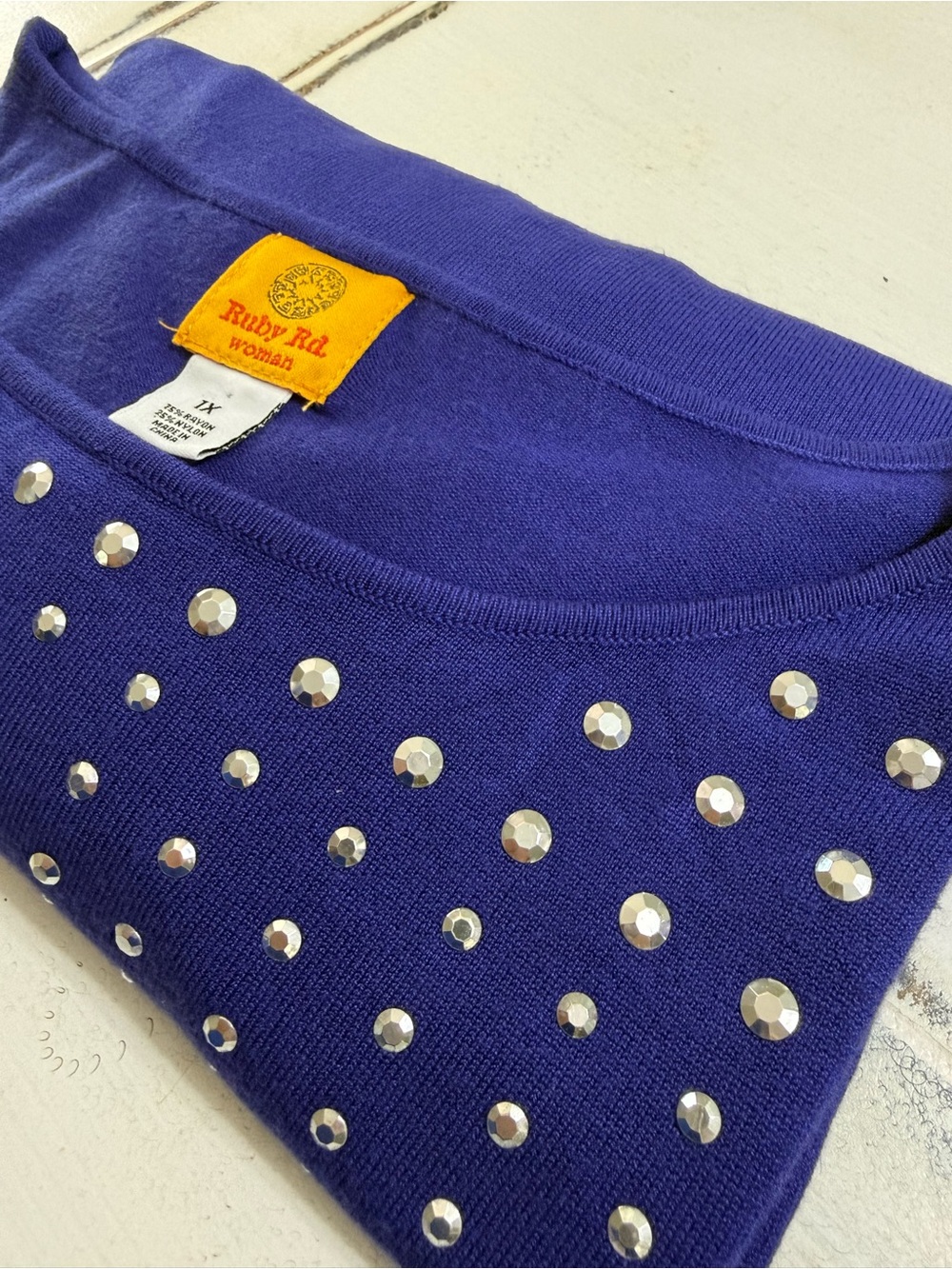 Ruby Rd. Woman Rhinestone Tunic Sweater – Size 1X - Picture 13 of 14